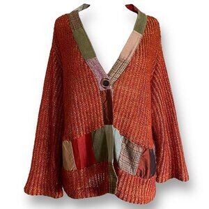 Jackie Love John Womens Cardigan Sz Medium Cotton Mohair Patchwork Art To Wear